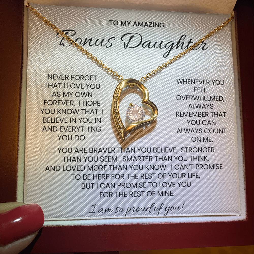 To My Bonus Daughter Forever Love Necklace Gift