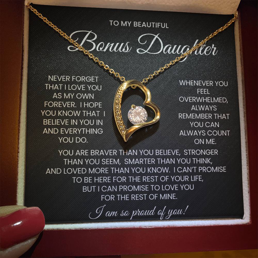 To My Bonus Daughter Forever Love Necklace Gift