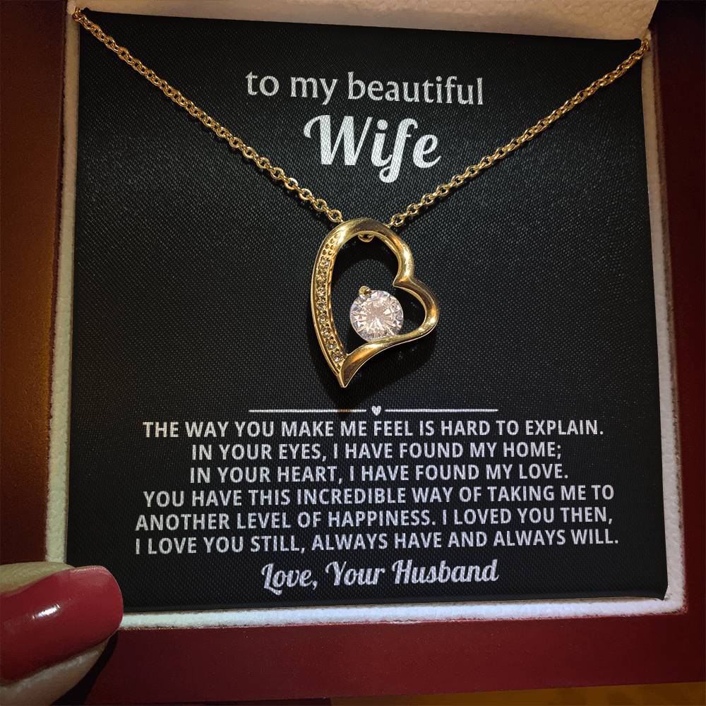 To My Beautiful Wife Heart Necklace Gift