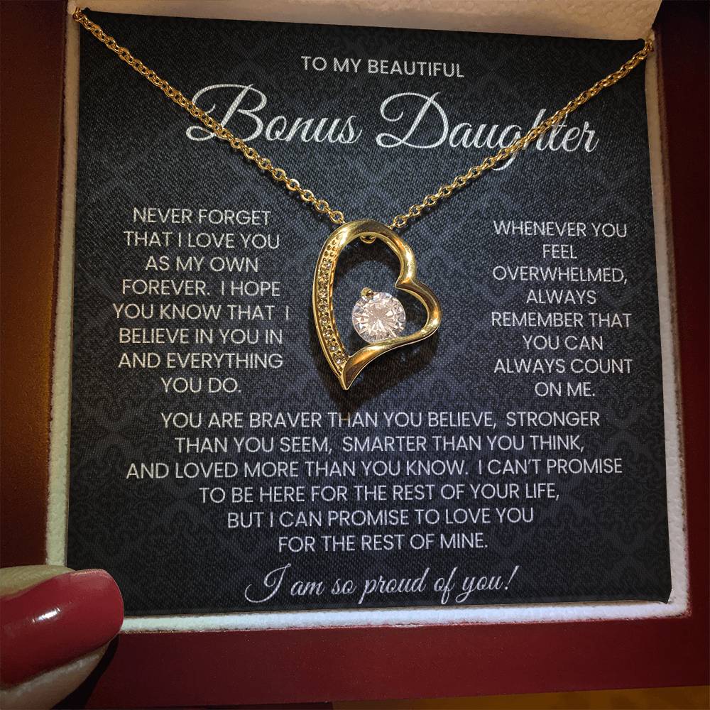 To My Bonus Daughter Forever Love Necklace Gift