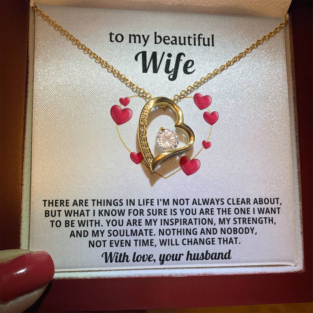 To My Beautiful Wife Heart Necklace Gift
