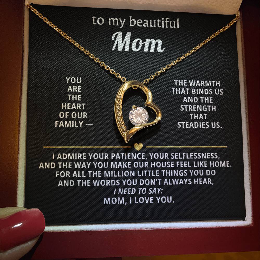 To My Beautiful Mom Heart Necklace