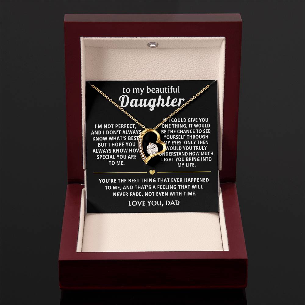 To My Beautiful Daughter Heart Necklace Gift