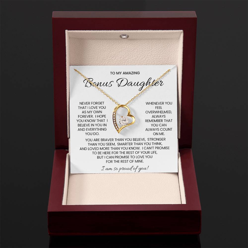 To My Bonus Daughter Forever Love Necklace Gift