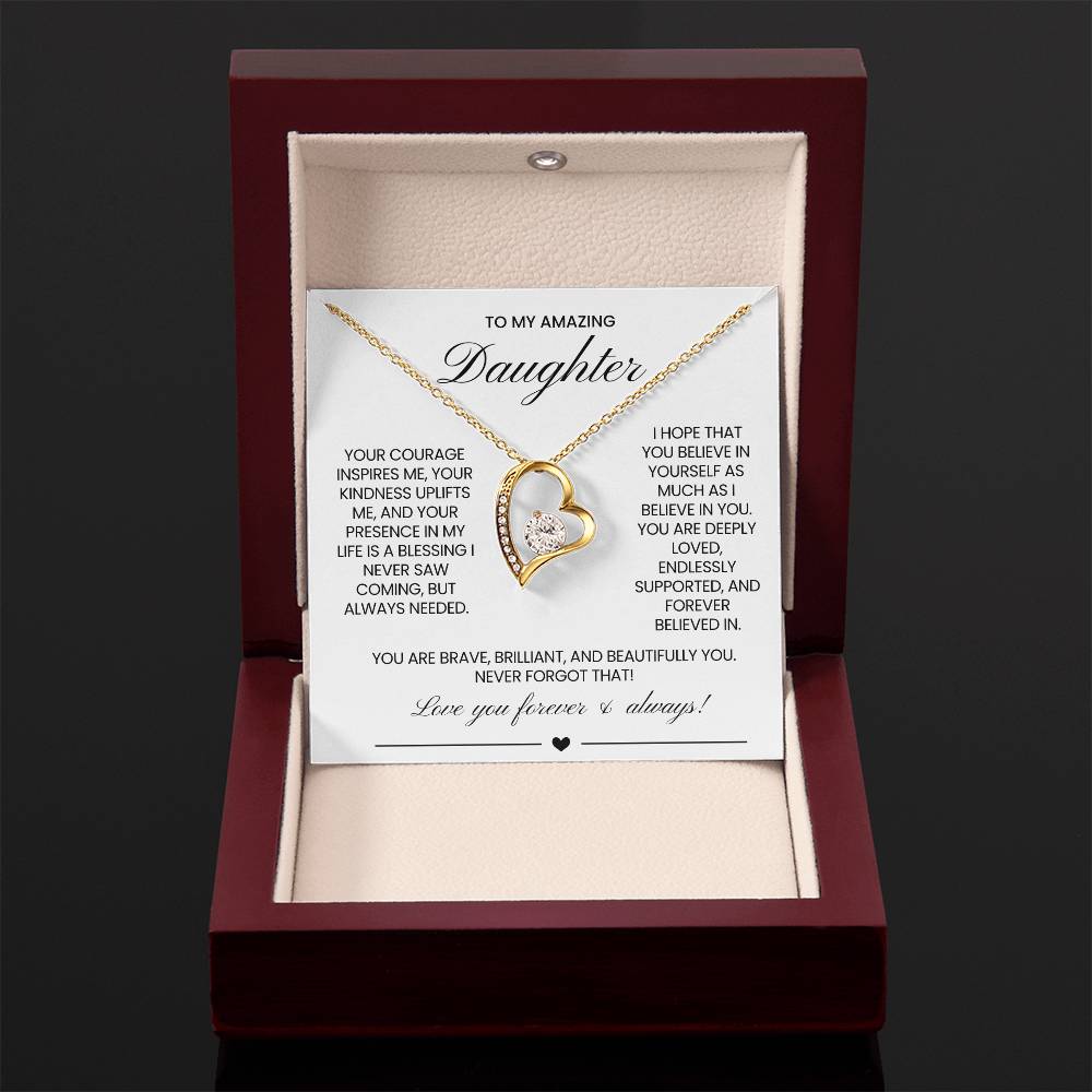 To My Daughter Forever Love Necklace Gift