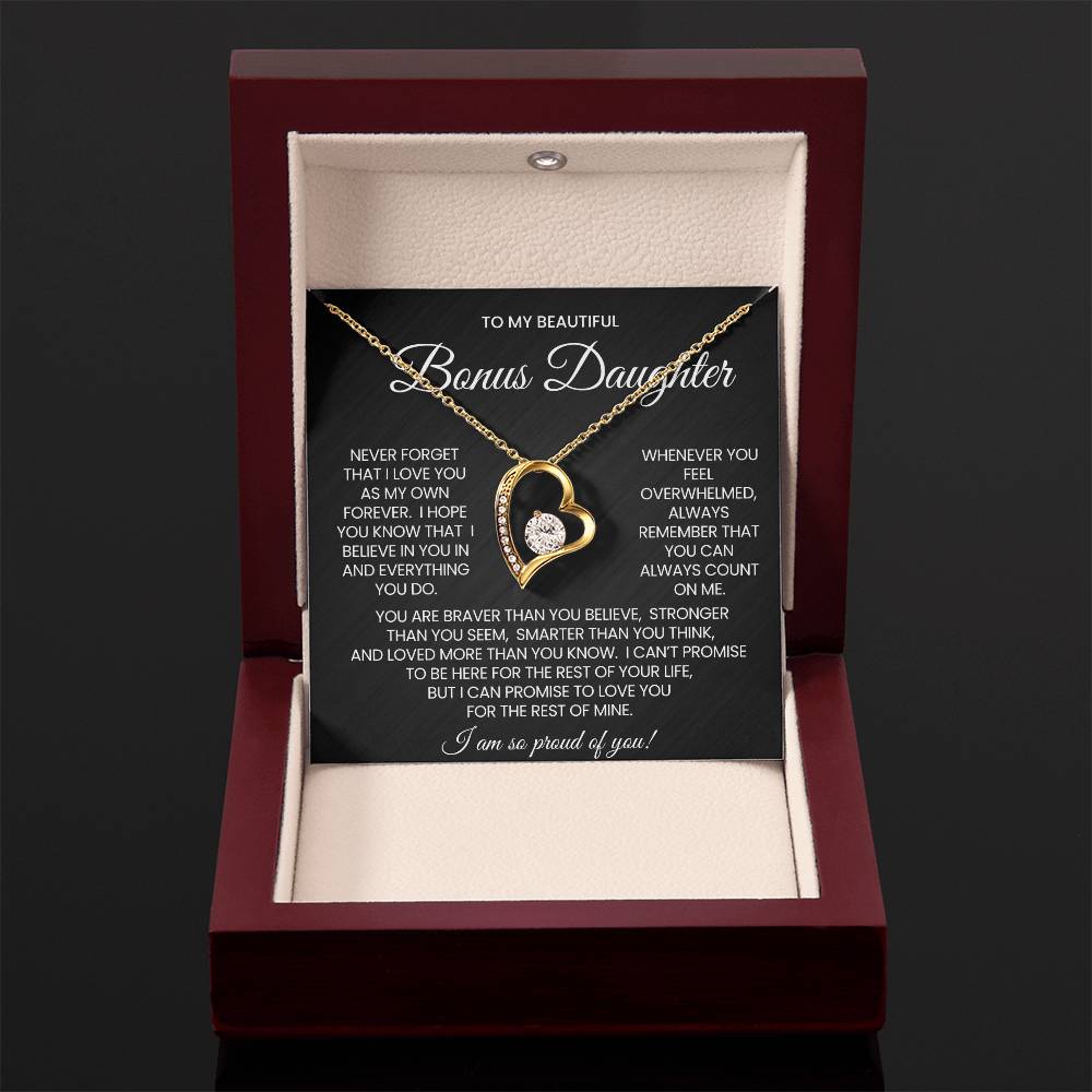 To My Bonus Daughter Forever Love Necklace Gift