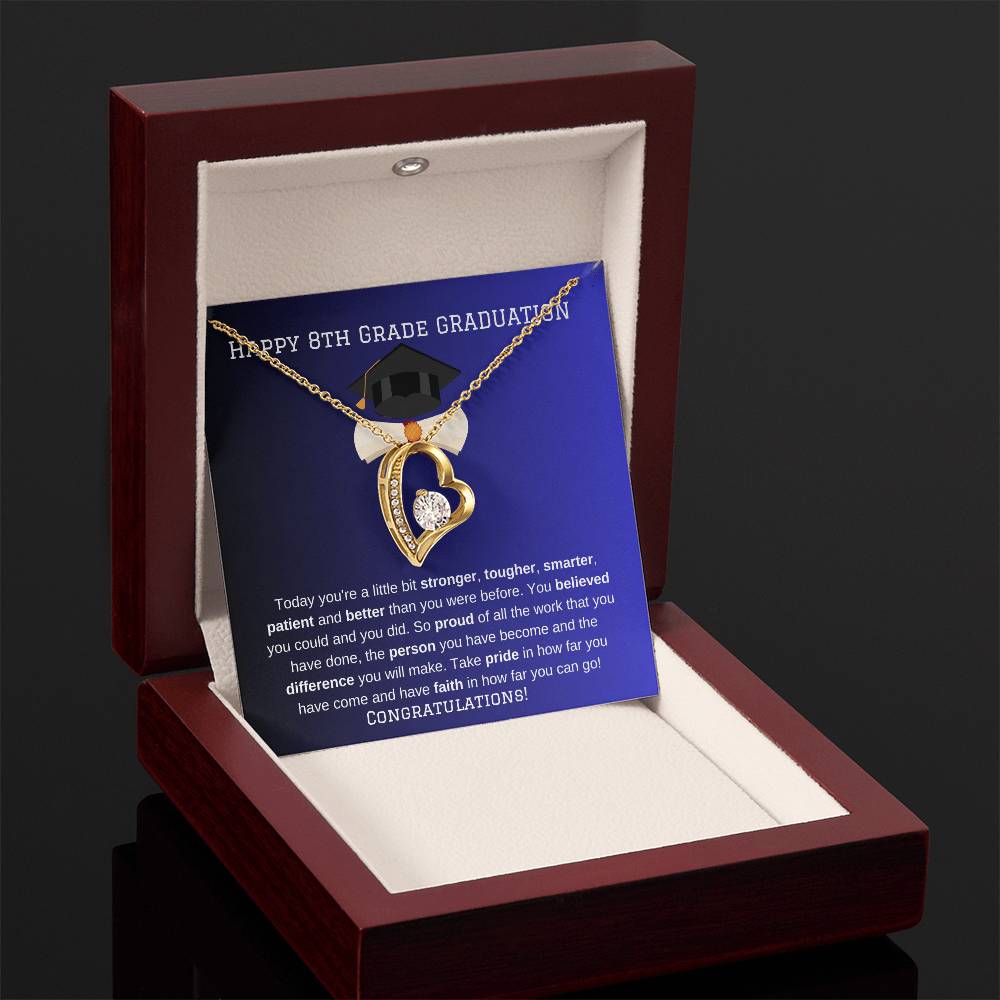 8th Grade Graduation Heart Necklace Gift-[Heartfelt Family Gift]