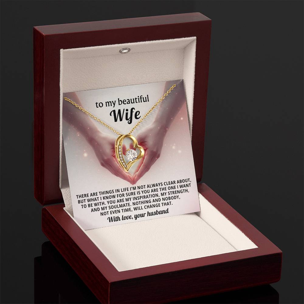 To My Beautiful Wife Heart Necklace Gift