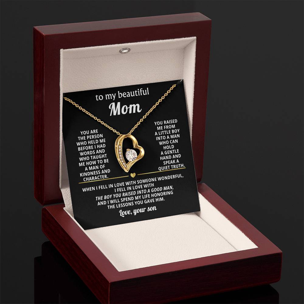 Mom Heart Necklace Gift from Son