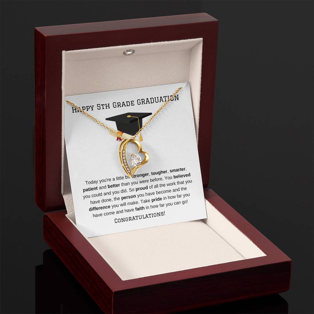 5th Grade Graduation Heart Necklace Gift-[Heartfelt Family Gift]