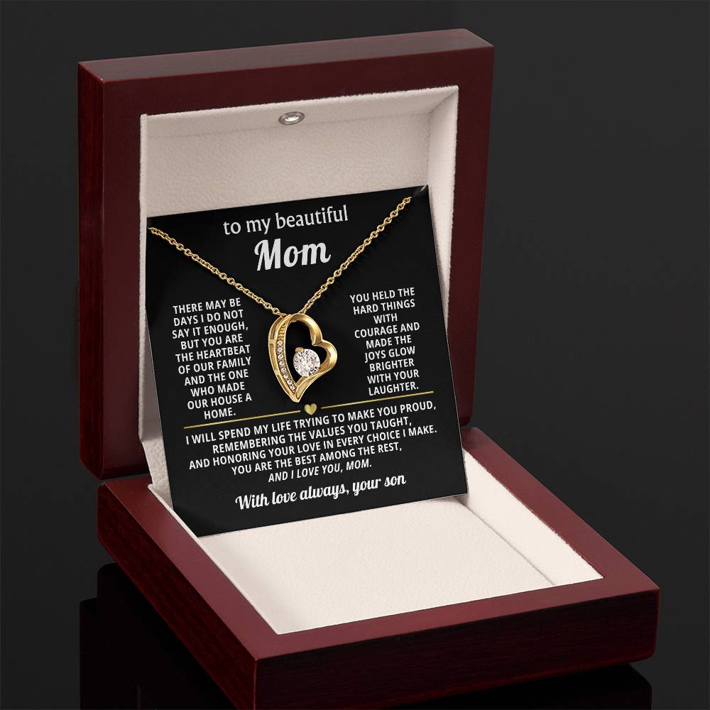 Mom Heart Necklace Gift from Son