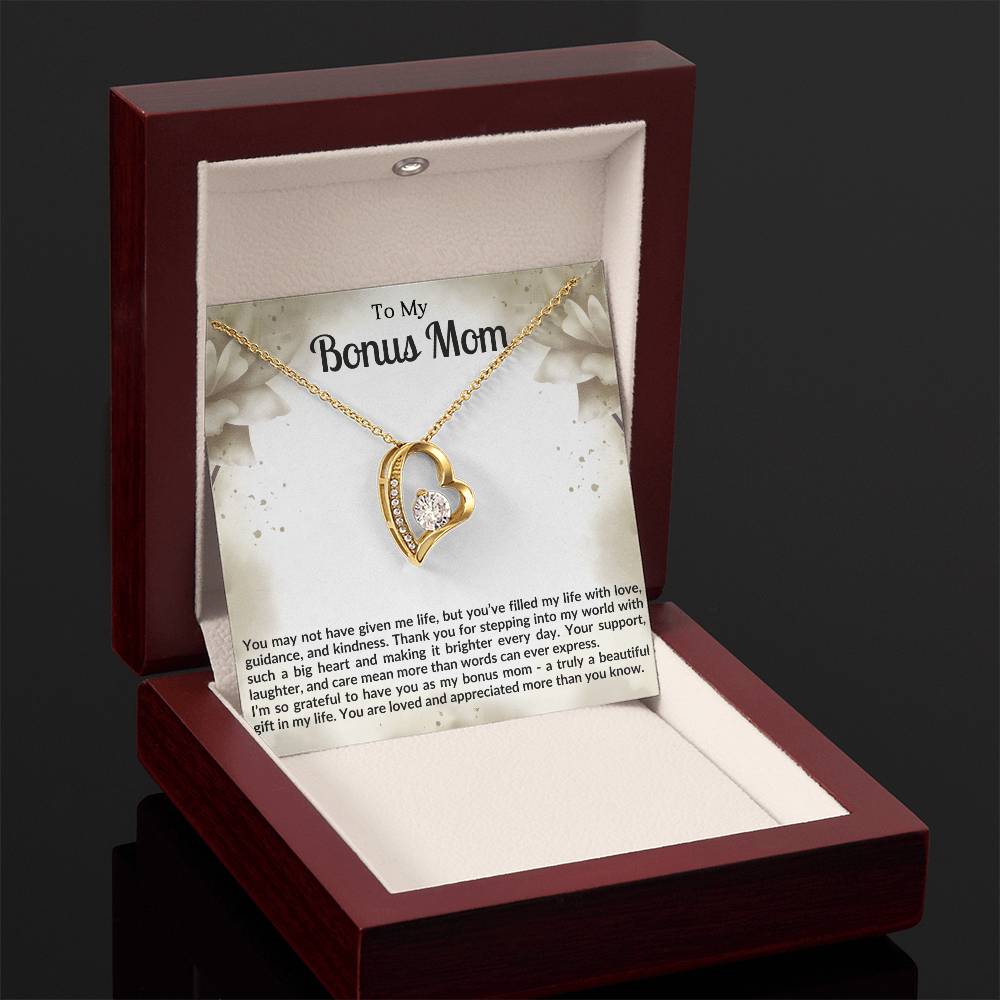 To My Bonus Mom Heart Necklace Gift