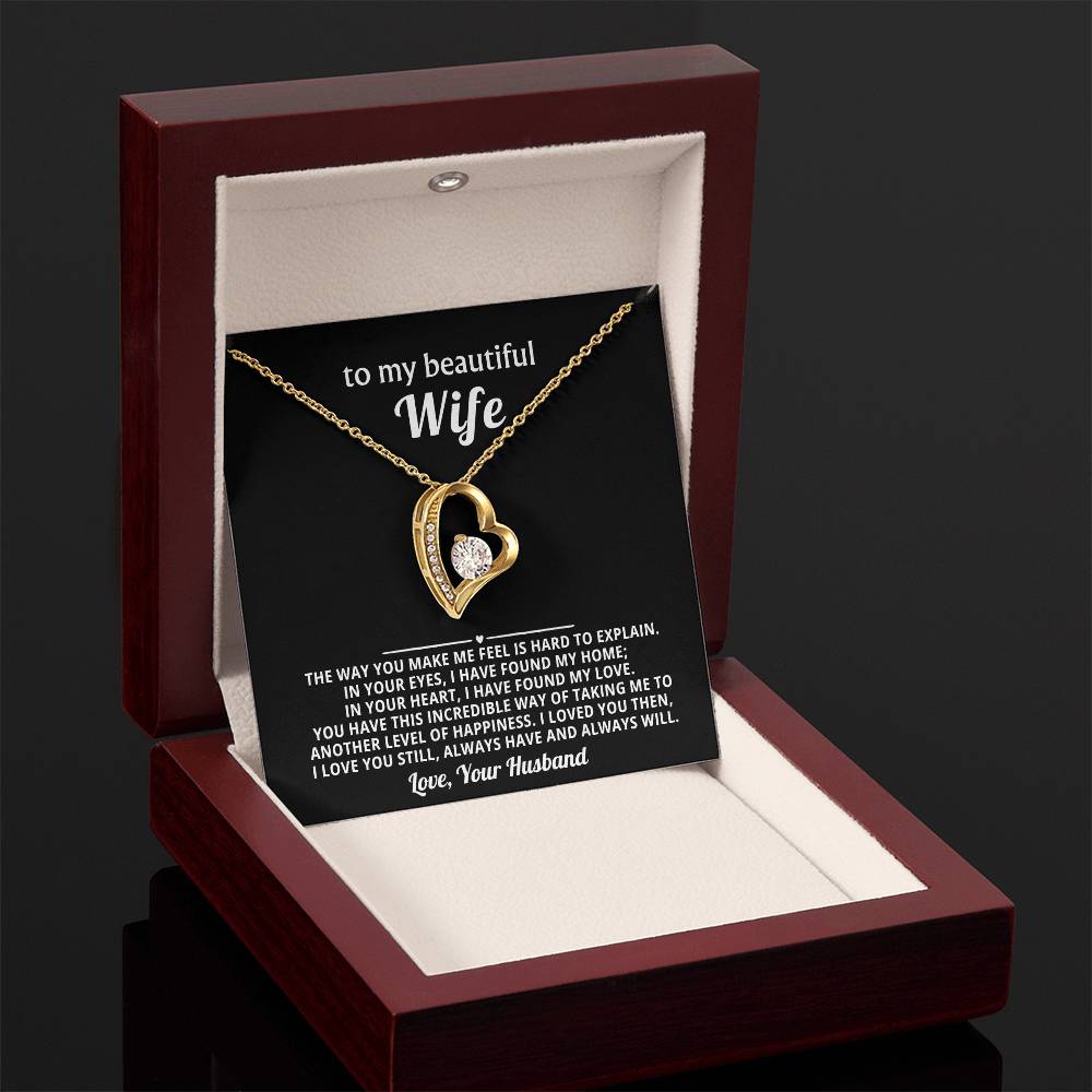 To My Beautiful Wife Heart Necklace Gift