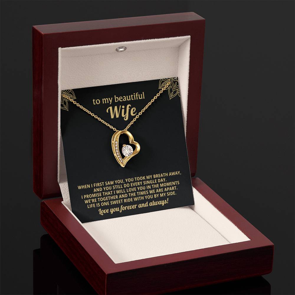To My Beautiful Wife Heart Necklace Gift