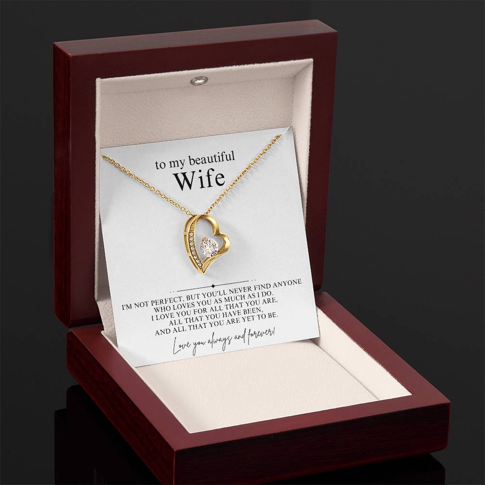 To My Beautiful Wife Heart Necklace Gift