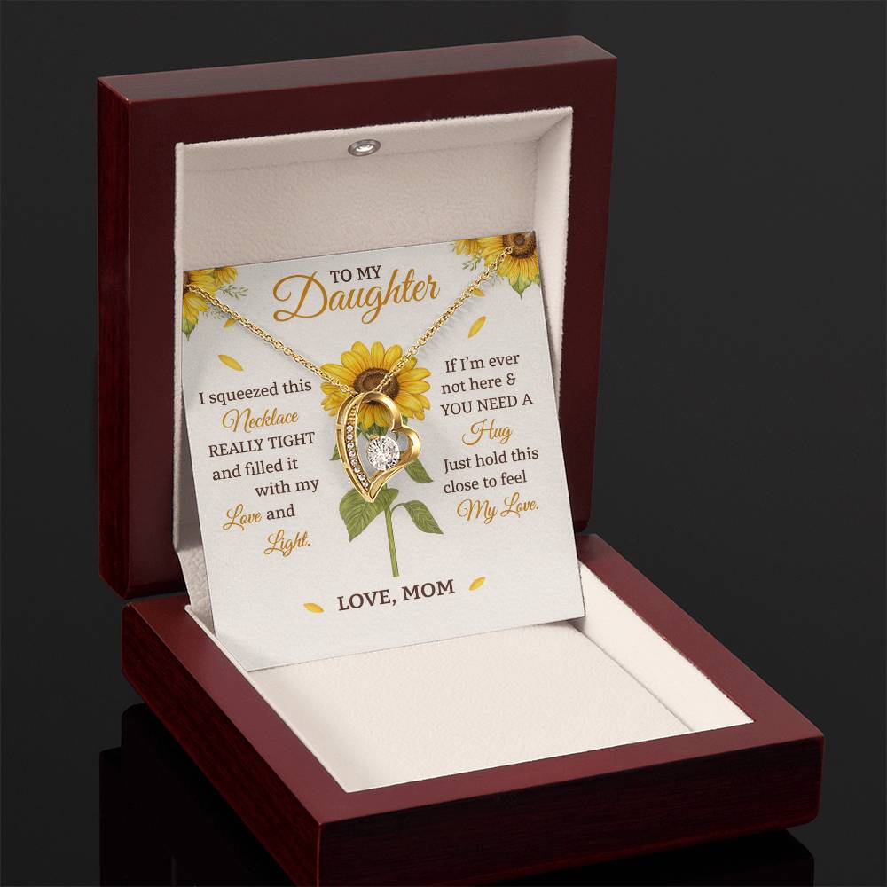 Daughter Sunflower Heart Necklace Gift from Mom