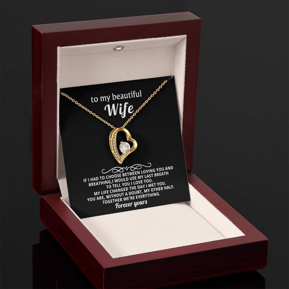 To My Beautiful Wife Heart Necklace Gift