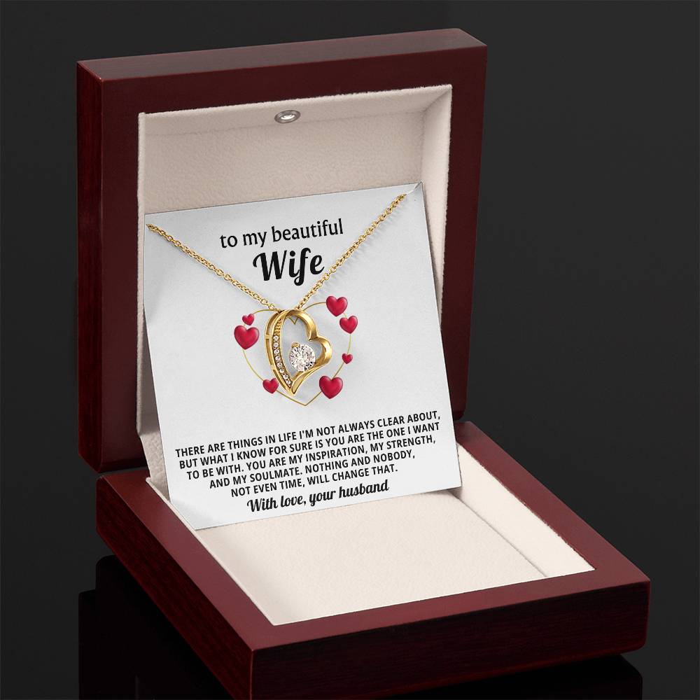To My Beautiful Wife Heart Necklace Gift