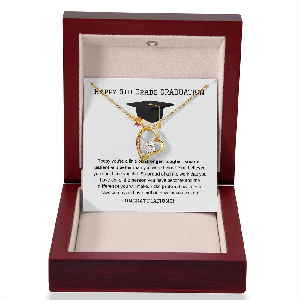 5th Grade Graduation Heart Necklace Gift-[Heartfelt Family Gift]
