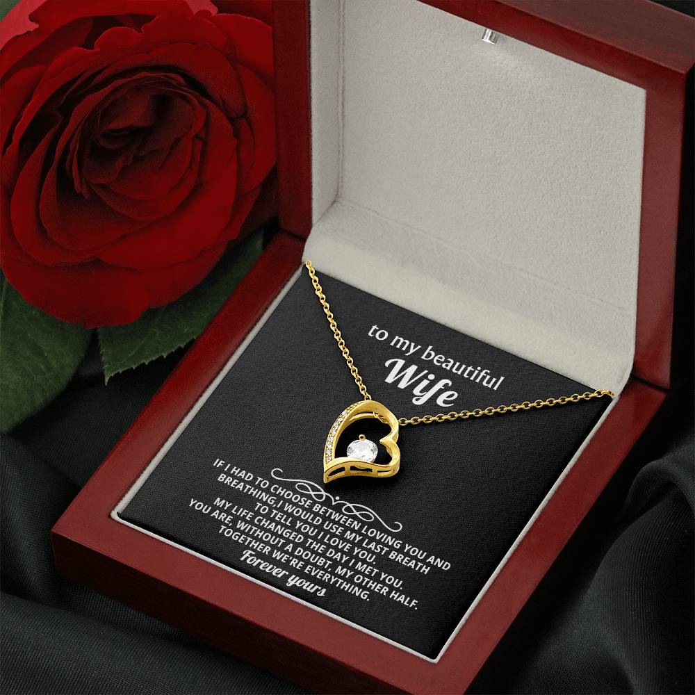 To My Beautiful Wife Heart Necklace Gift