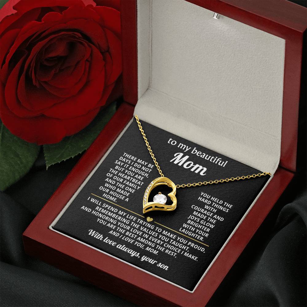 Mom Heart Necklace Gift from Son
