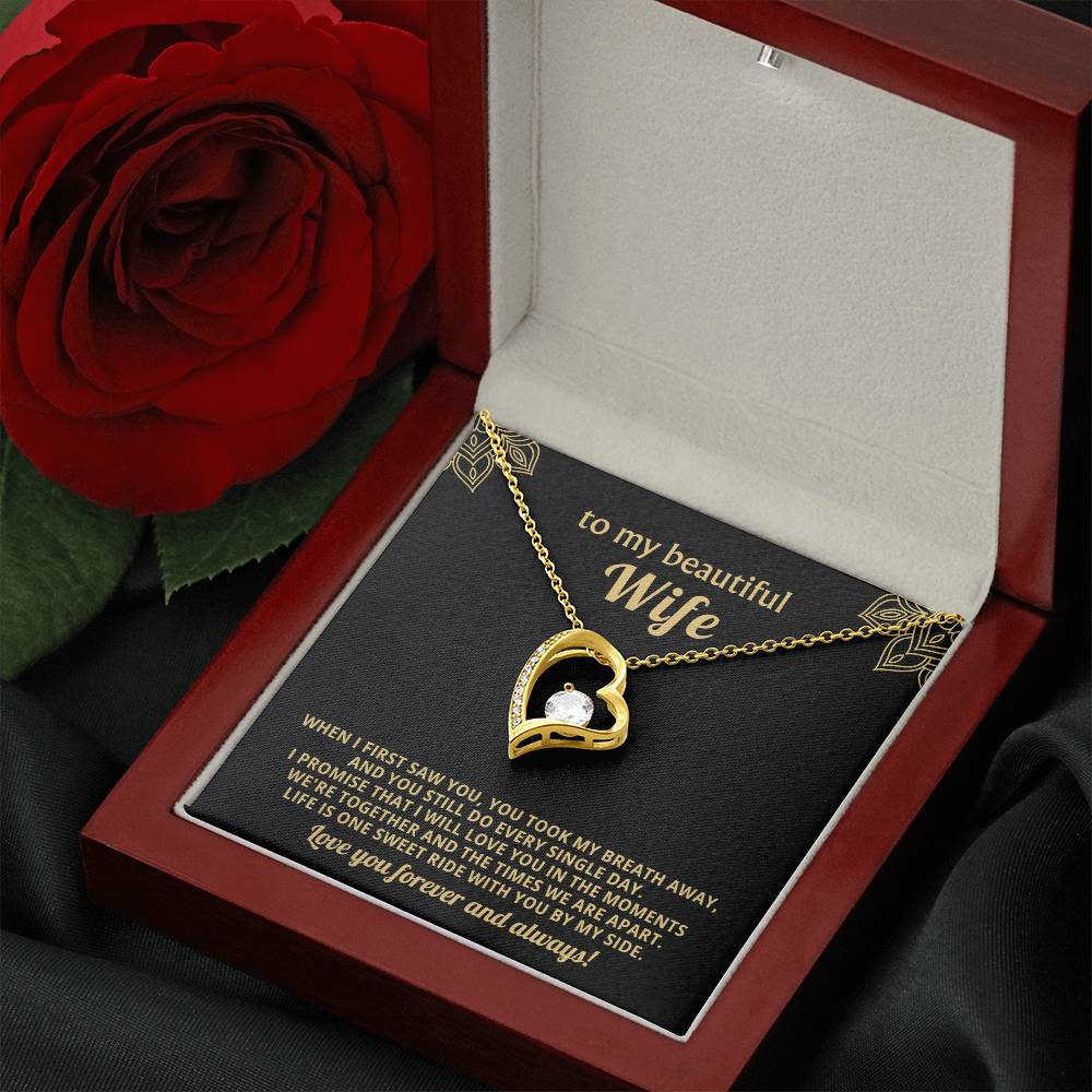 To My Beautiful Wife Heart Necklace Gift