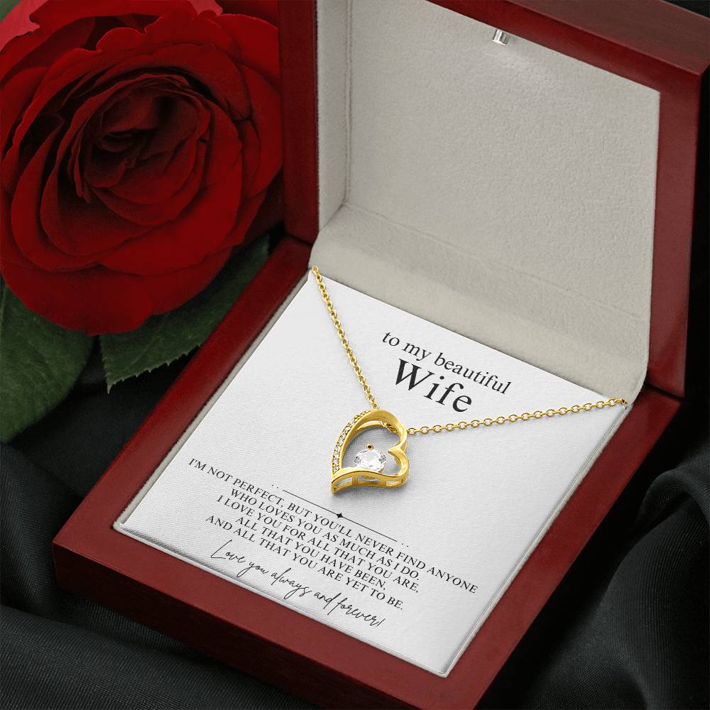 To My Beautiful Wife Heart Necklace Gift