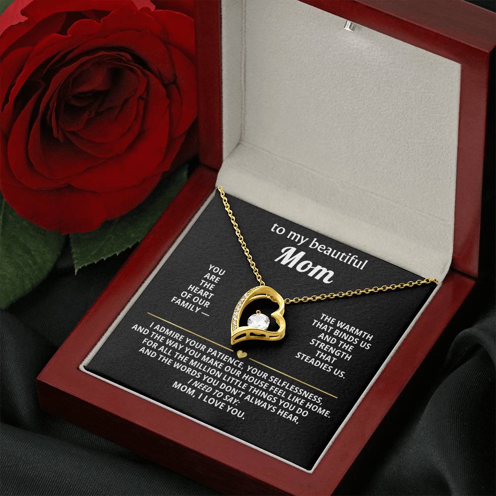 To My Beautiful Mom Heart Necklace