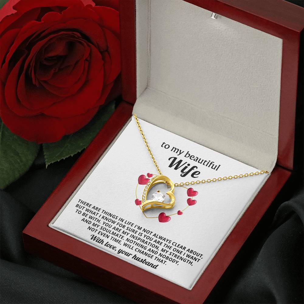 To My Beautiful Wife Heart Necklace Gift