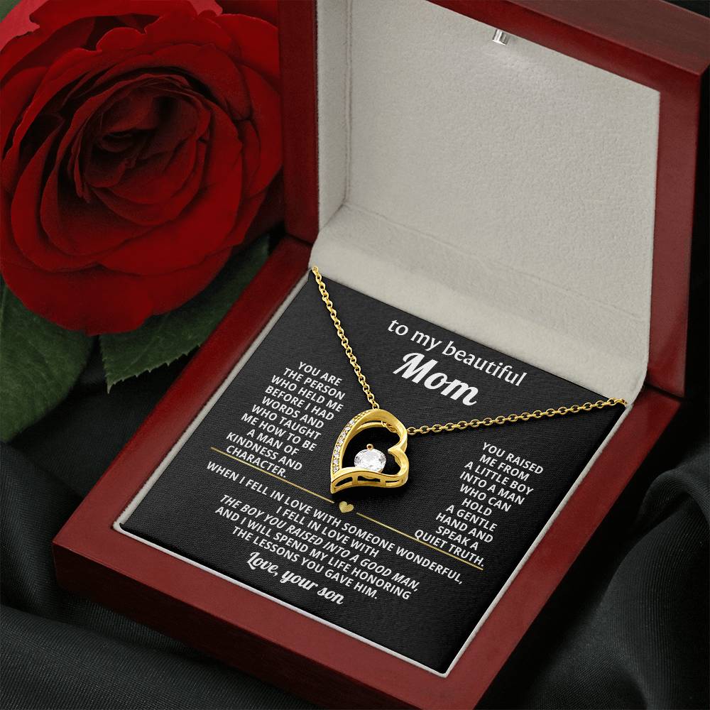 Mom Heart Necklace Gift from Son