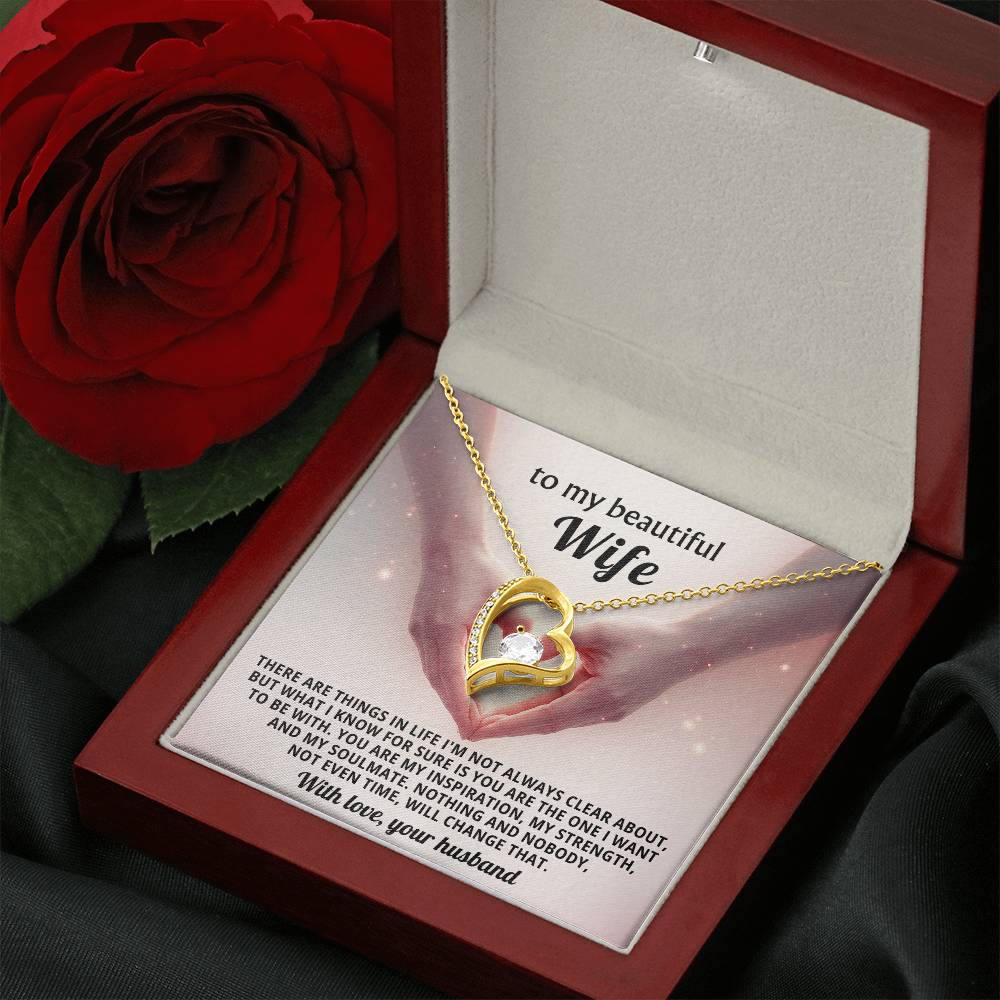 To My Beautiful Wife Heart Necklace Gift