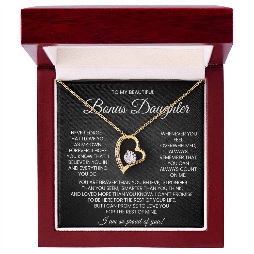 To My Bonus Daughter Forever Love Necklace Gift