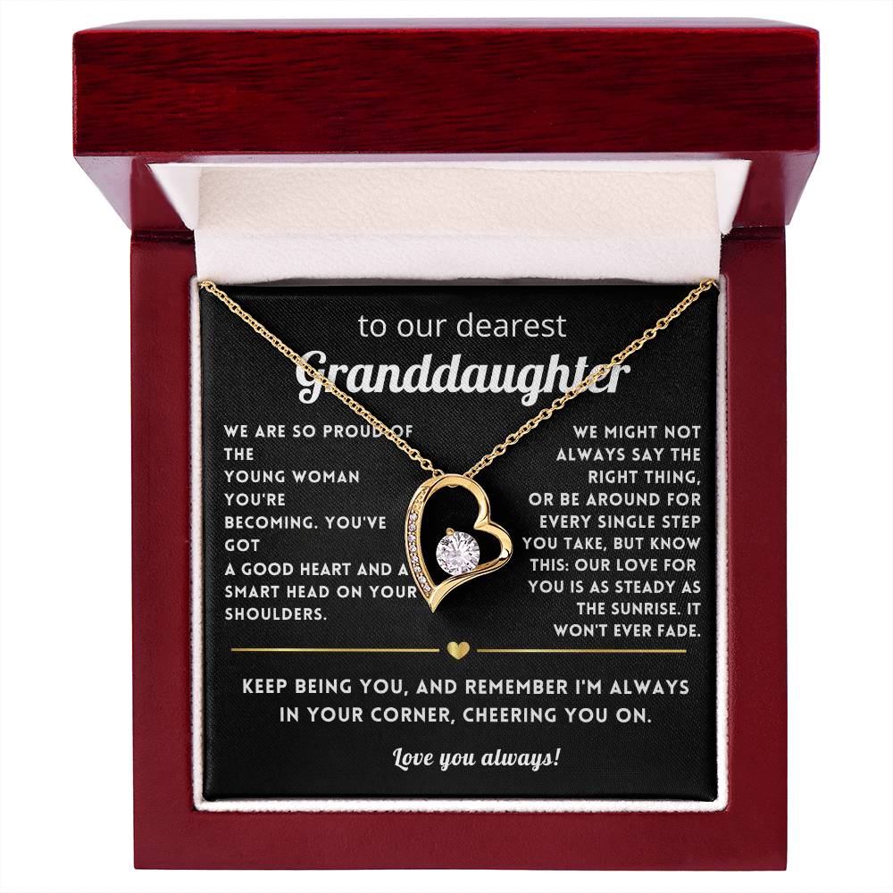 To My Granddaughter Heart Necklace Gift