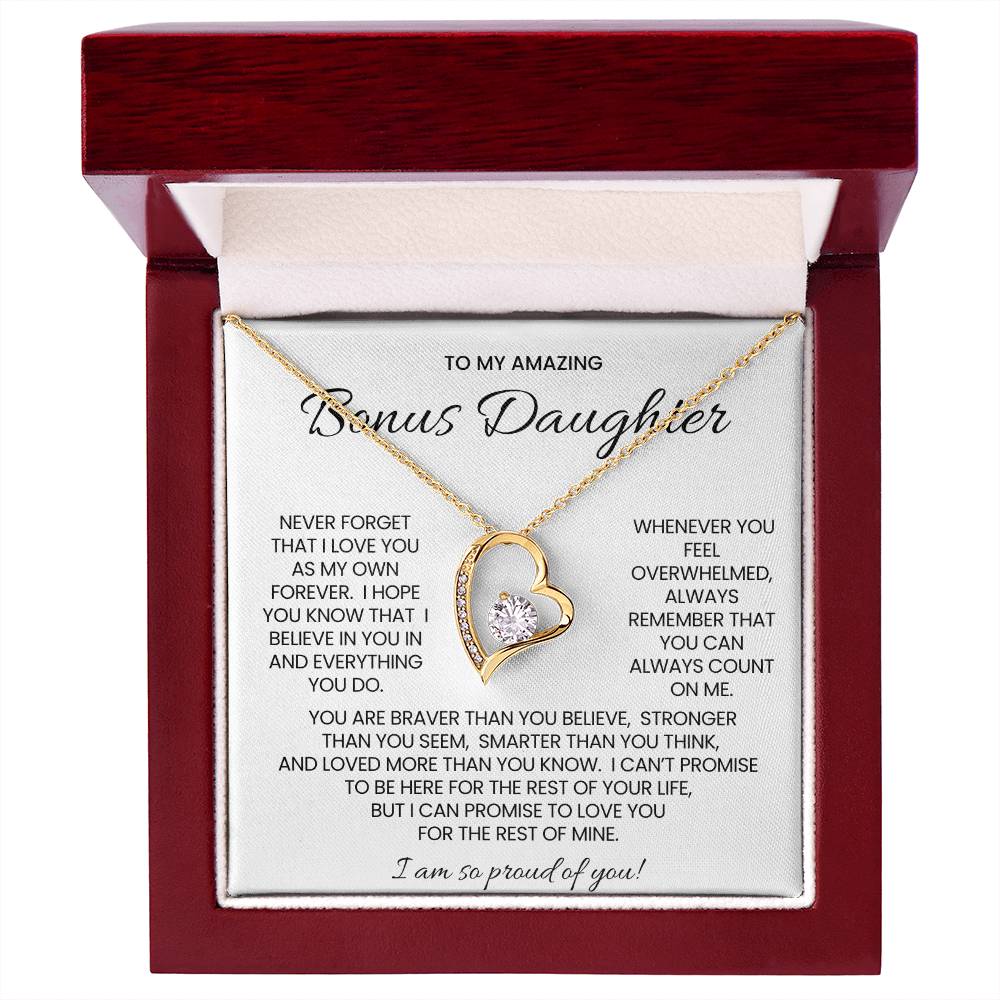 To My Bonus Daughter Forever Love Necklace Gift
