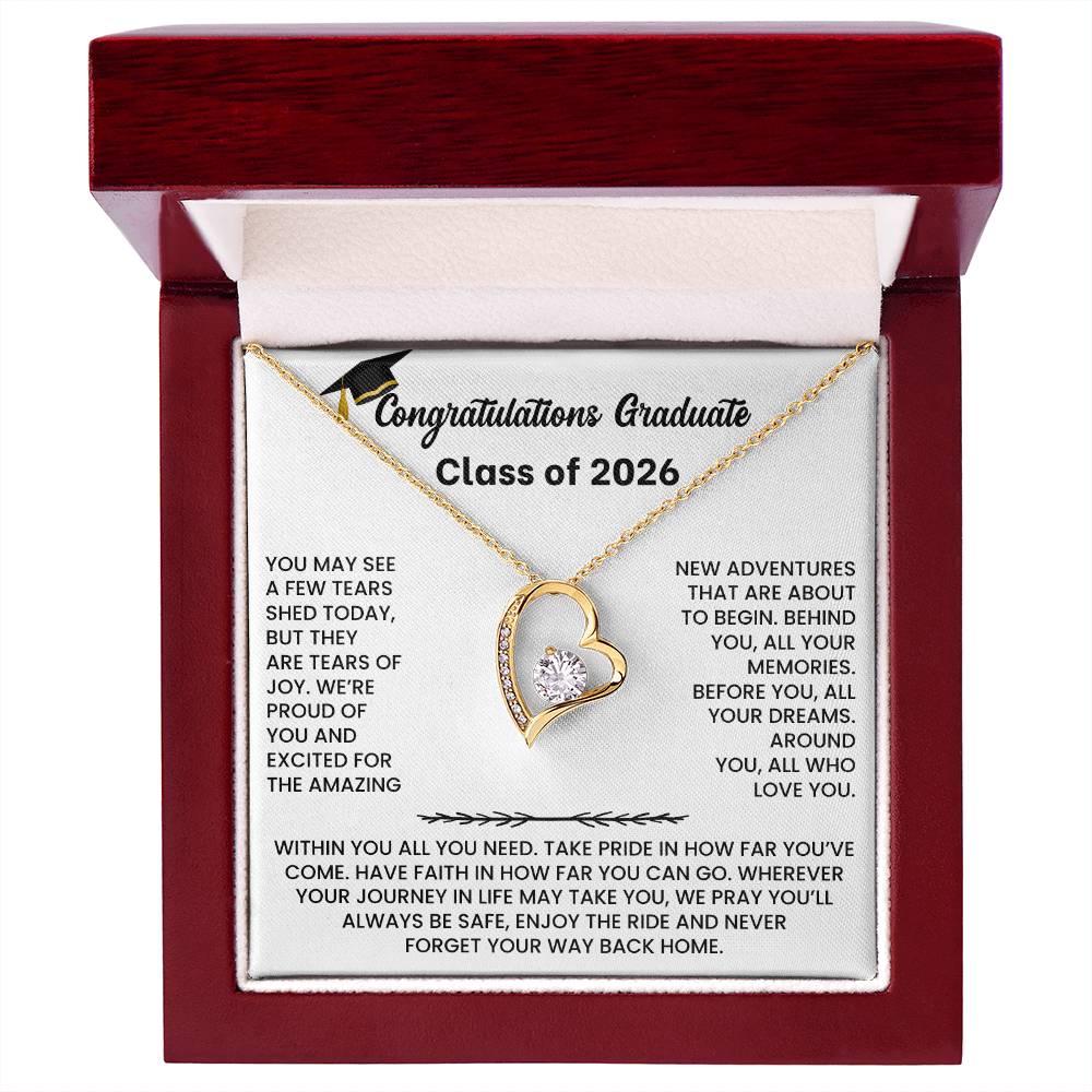 Class of 2026 Graduation Necklace Gift - Heart