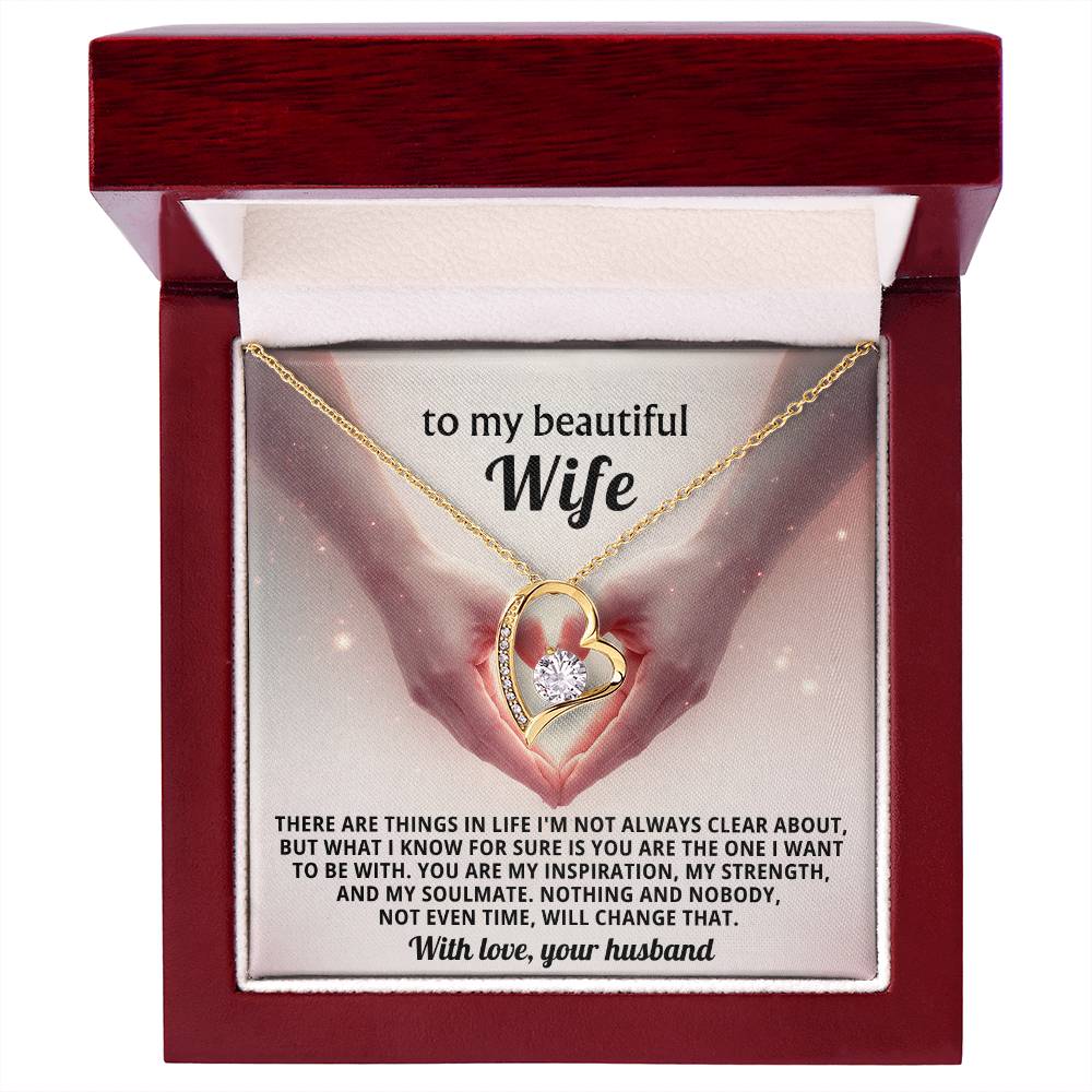 To My Beautiful Wife Heart Necklace Gift