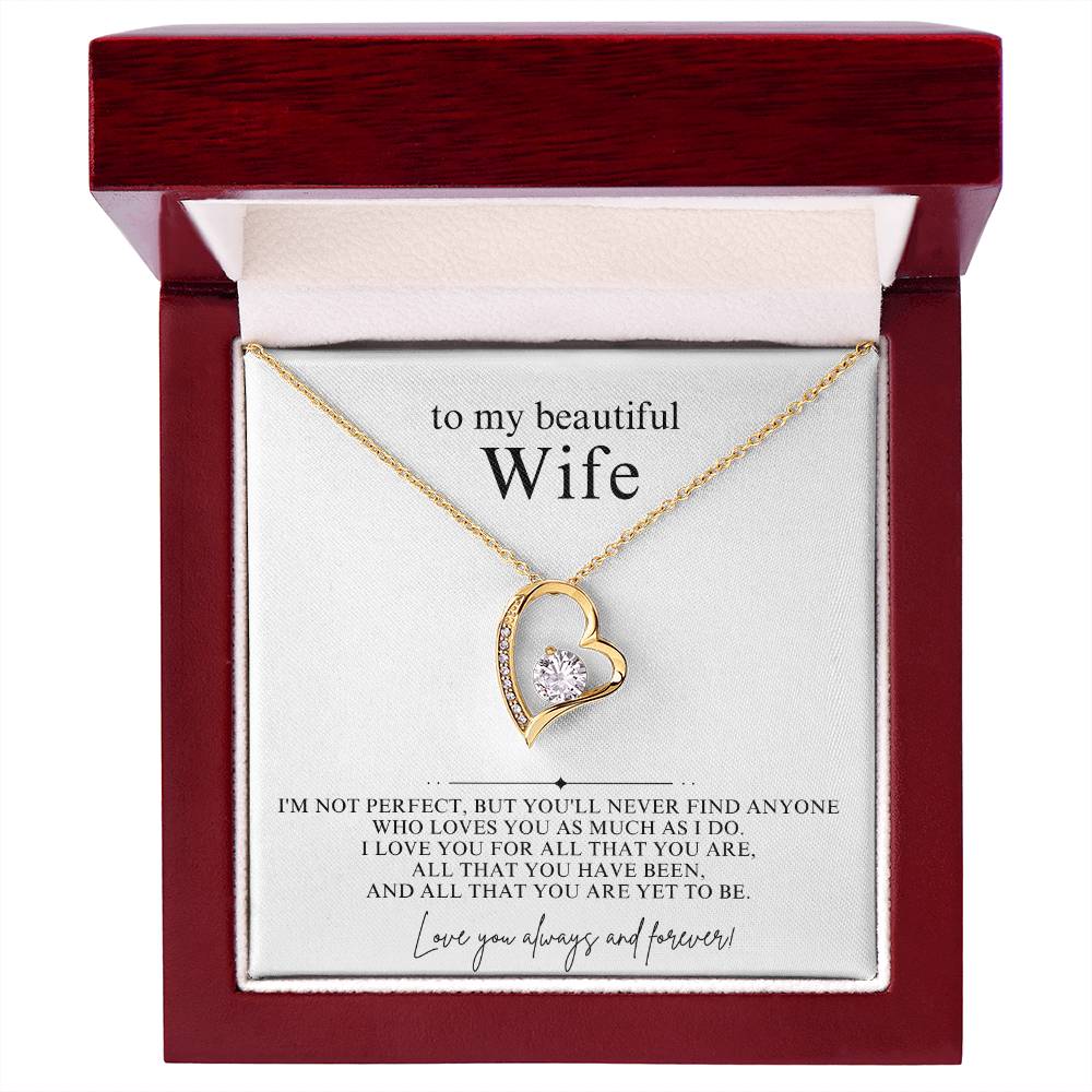 To My Beautiful Wife Heart Necklace Gift