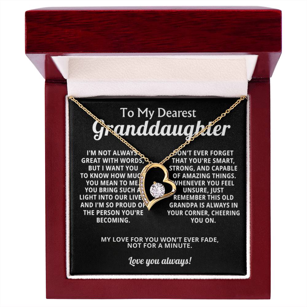 To My Granddaughter Heart Necklace Gift