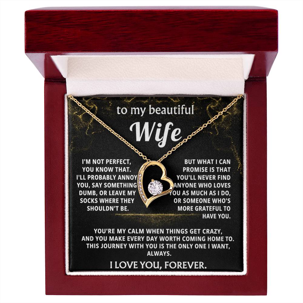 To My Wife Heart Necklace Gift