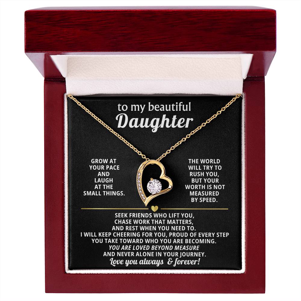 To My Daughter Heart Necklace Gift