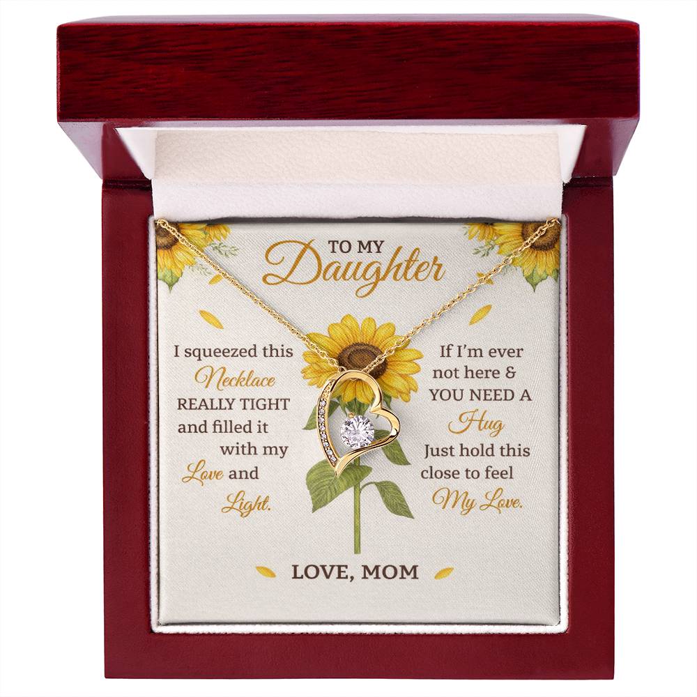 Daughter Sunflower Heart Necklace Gift from Mom