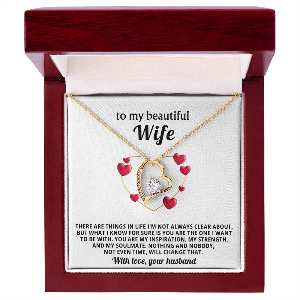 To My Beautiful Wife Heart Necklace Gift