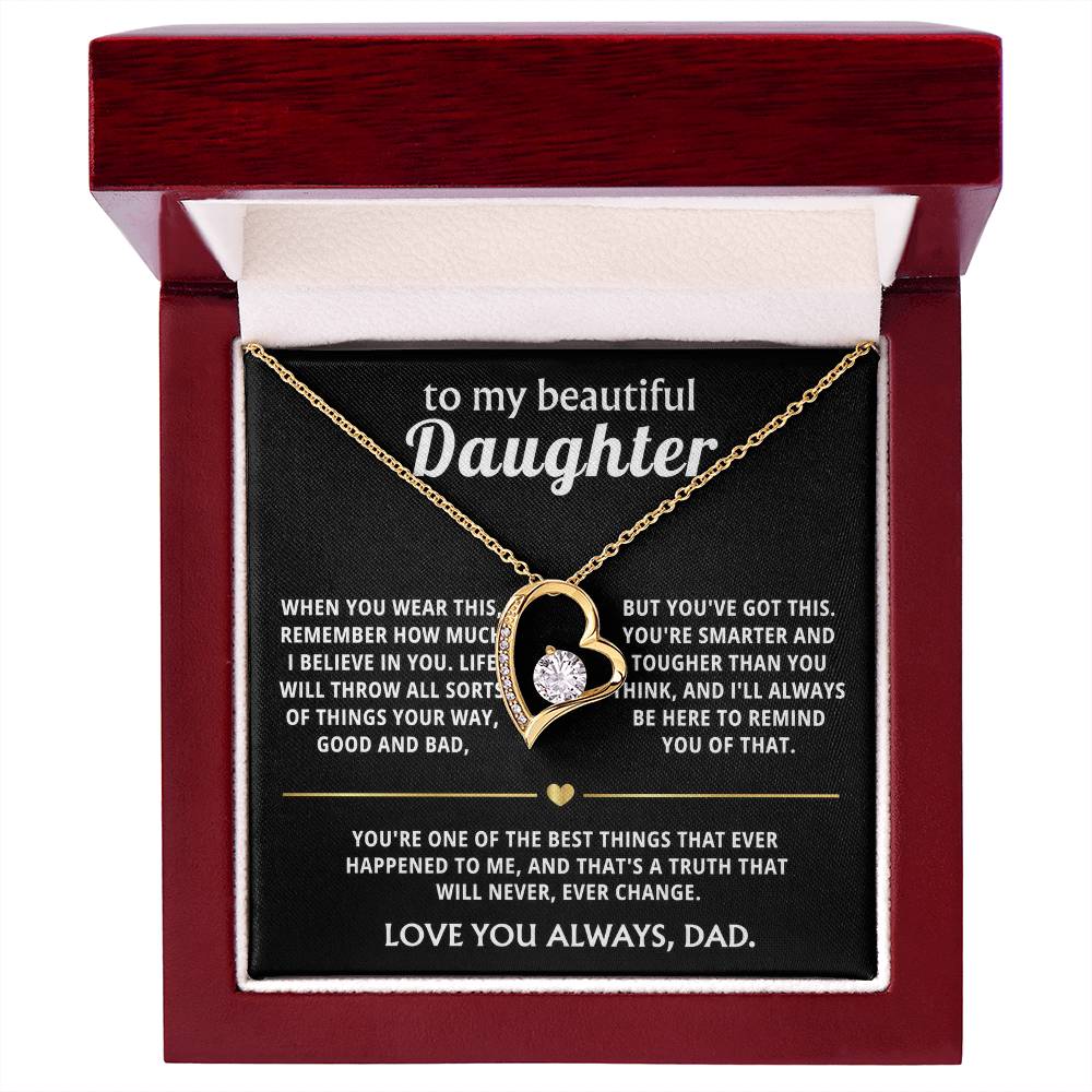 To My Beautiful Daughter I Believe In You Heart Necklace