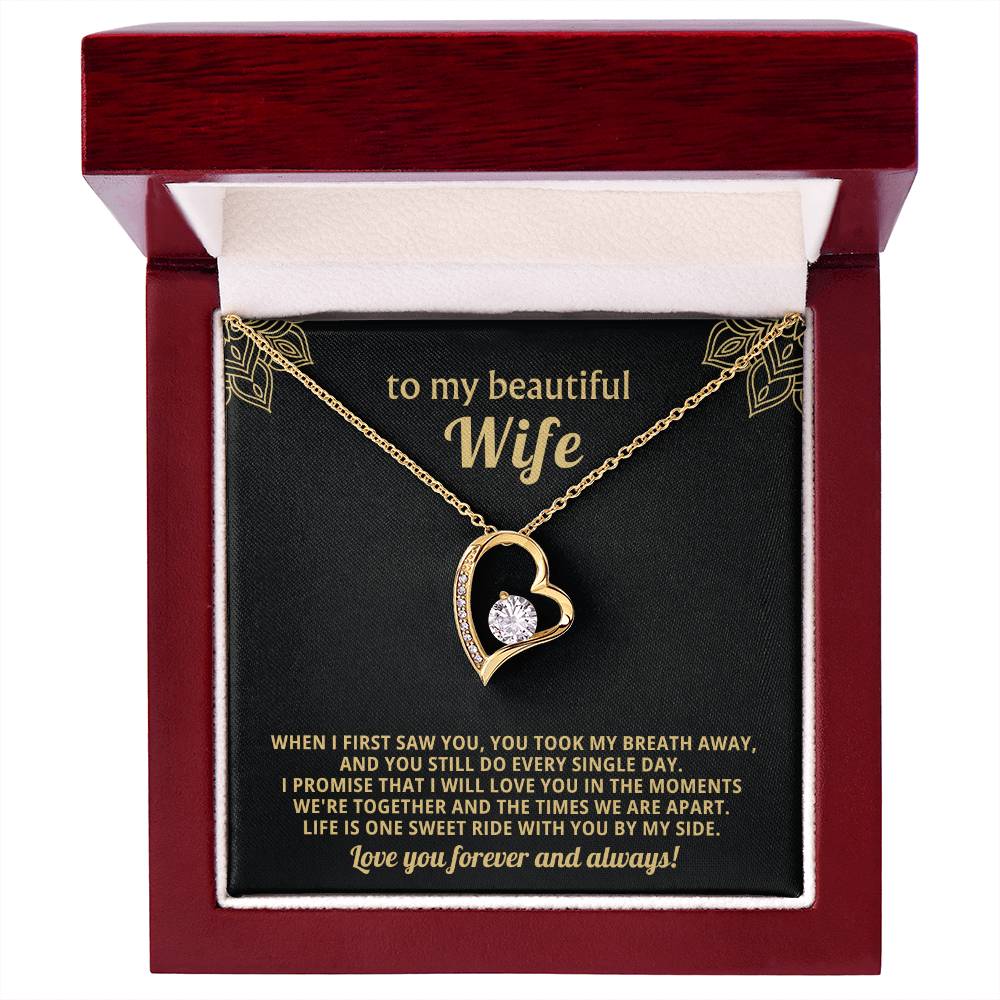 To My Beautiful Wife Heart Necklace Gift