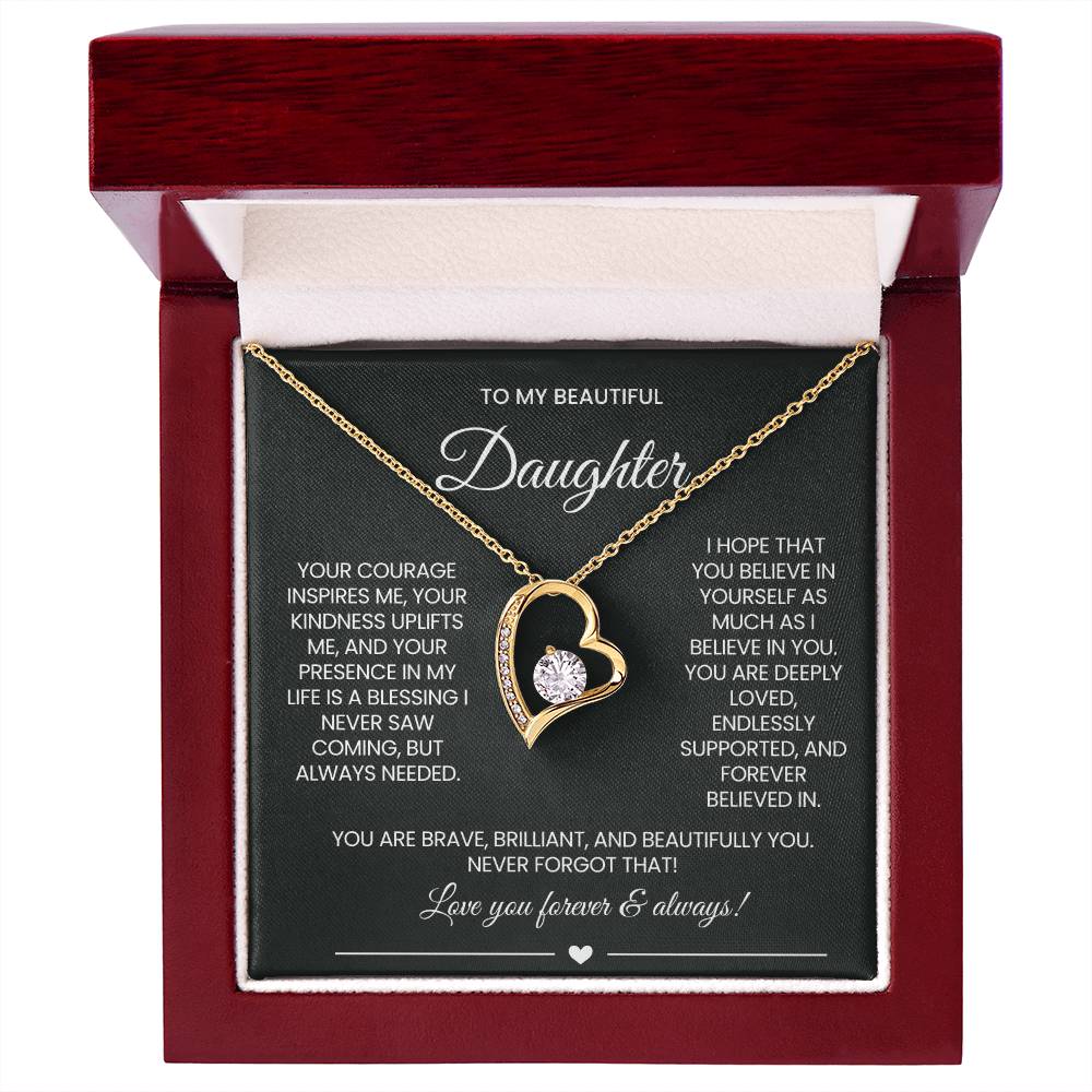 To My Daughter Forever Love Necklace Gift