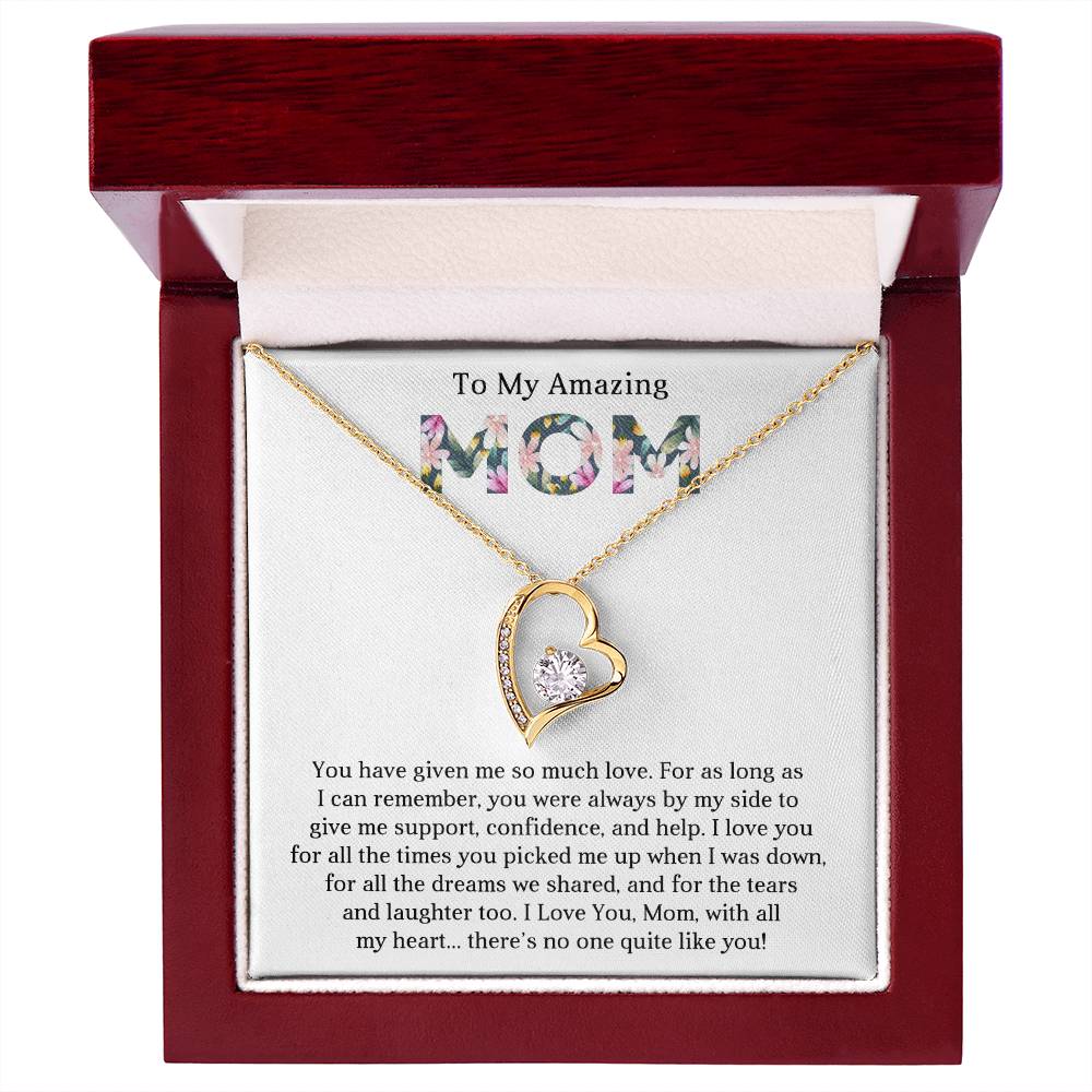 To My Mom Heart Necklace Gift