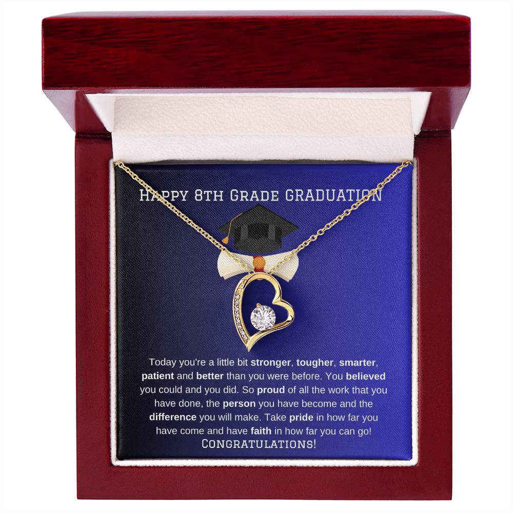8th Grade Graduation Heart Necklace Gift-[Heartfelt Family Gift]
