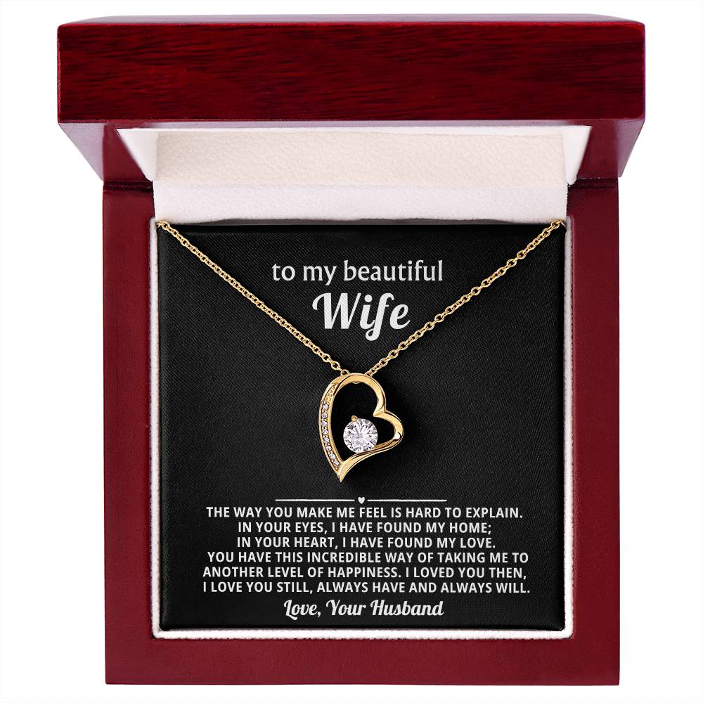 To My Beautiful Wife Heart Necklace Gift