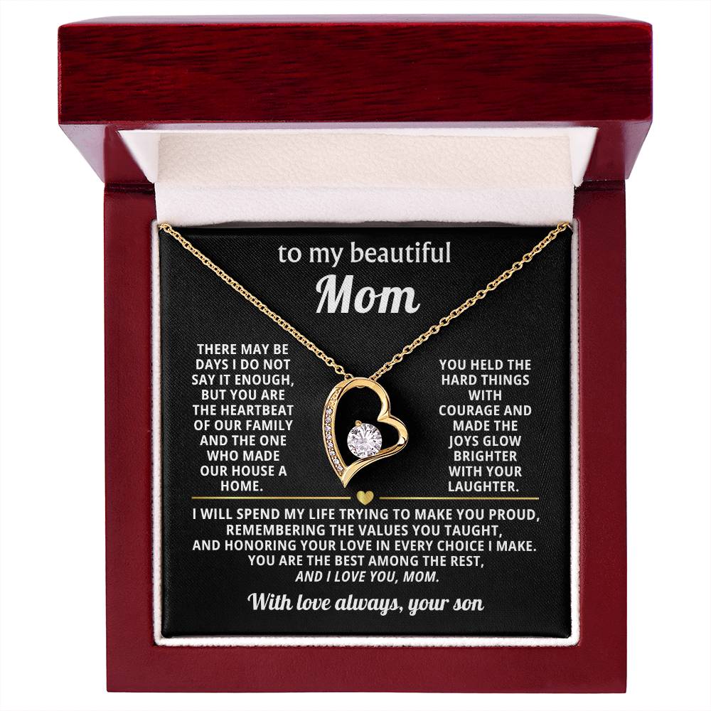 Mom Heart Necklace Gift from Son