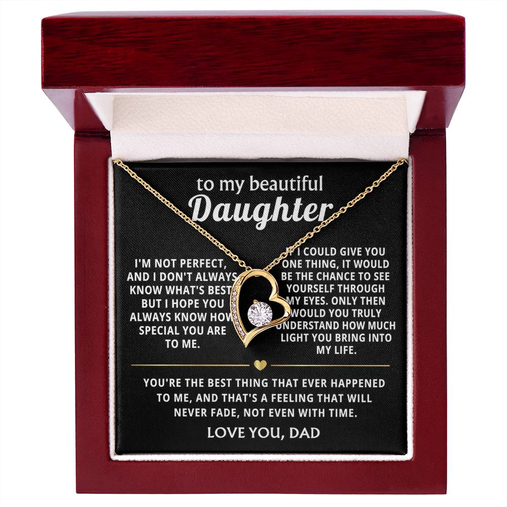 To My Beautiful Daughter Heart Necklace Gift